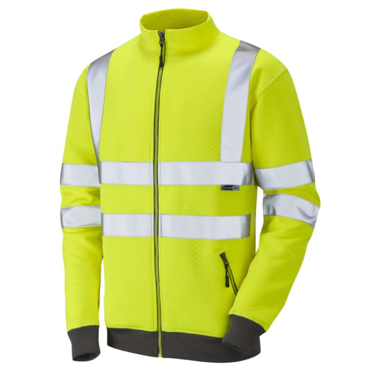 Leo WorkwearSS03-Y LibbatonEcoViz Hi Vis Full Zip Track Top Sweatshirt Yellow ISO 20471 Class 3